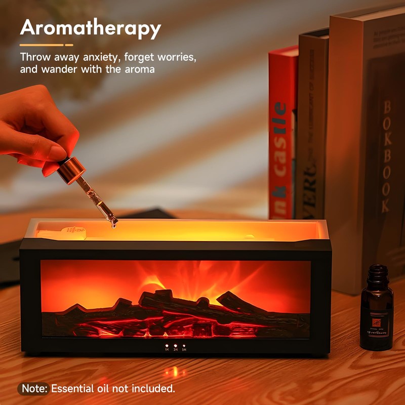 3D Flame Diffusor für ätherische Öle, Flammenbefeuchter Kamin, 150 ml