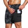 HMIYA Men's 2-in-1 Swimming Trunks, Quick-Drying Short Board Shorts with