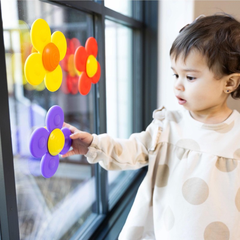 Fat Brain Toys FA416-4 Baby Toy, Worry Squigs, Sunflower, Teeth,