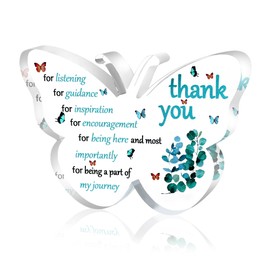 QINJIEJIE Thank You Gift for Women Men, Teacher Appreciation Gifts, Butterfly Gifts Acrylic Thank You Sign, Farewell Gifts for Coworkers Boss Graduation Gifts Teacher