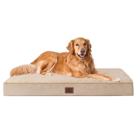 EHEYCIGA Orthopedic XL Dog Beds for Extra Large Dogs with Removable Washable Cover, Khaki, 44x32