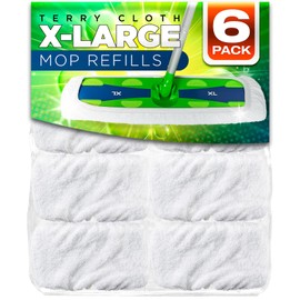 VanDuck Extra Large Cotton Mop Pads Compatible with Swiffer XL Mop - X-Large Wet and Dry Pads Refill, 6-Pack (Handle is Not Included)