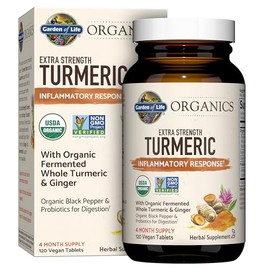 Garden of Life mykind Organics Extra Strength Turmeric Inflammatory Response 120 Tablets-100mg Curcumin (95 Curcuminoids) Black Pepper, Probiotics,...