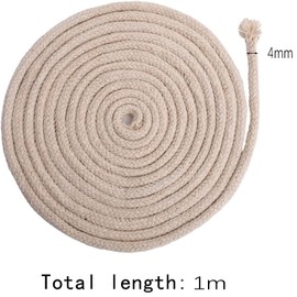 Oil Lantern Wicks, 5 Feet Kerosene Round Cotton Wicks Alcohol lamp Wick for Garden Oil Burners, Alcohol Lamps,4 mm (0.15 Inch)