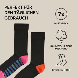 NEXT Men's Black Socks - Comfortable Men's Cotton Rich Socks, Black, 7 Pack Men's Socks, Black Stripe
