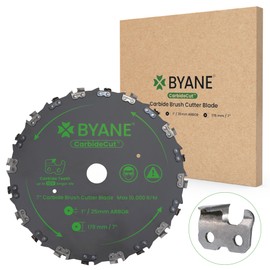 Byane Carbide Brush Cutter Blade, Trimmer Chainsaw Tooth Saw Blade, for Trimming Trees, Cutting String, Underbrush, and More, Carbide Tooth Circular Brush Blade (7 Inch)