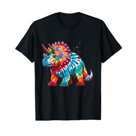Tie Dye Color Triceratops Tie Dyed Dinosaur Prehistoric Dino T-Shirt