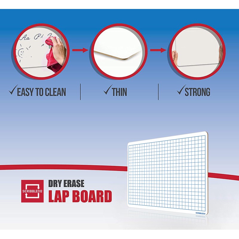 SCRIBBLEDO Dry Erase Grid Whiteboard 9" x 12" Double Sided