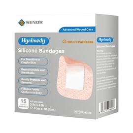 Hysimedy Silicone Adhesive Bandages Extra Large Size for Sensitive Fragile Skin 3"x4" 15 Counts Flexible Fabric Latex Free Hypoallergenic Breathable Bandages for Adhesive Allergy Wounds