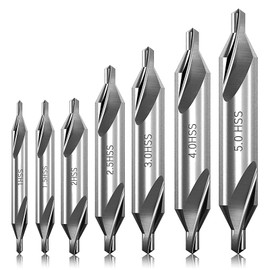 7-Piece Centre Drill Bit Metal Set Made of HSS, 1/1.5/2/2.5/3/4/5 mm 60 Degree Centre Drill Countersink Lathe Combined Tool Set for Metalworking Precise Drilling