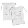 Lunarable Kitten Fabric Pouch Set of 2, Many Faced Bunch