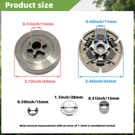 Clutch Drum Sprocket Kit 3/8" 6T Washer E-Clip Needle Bearing Fits for Stihl MS170 MS180 MS210 MS230 MS250 017 018 023 025 251 Chainsaw Accessories Replaces 1123-640-2003 9460-624-0801 9512-933-2260