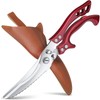 Poultry Shears, Red Heavy Duty Kitchen Shears with Serrated Edge,