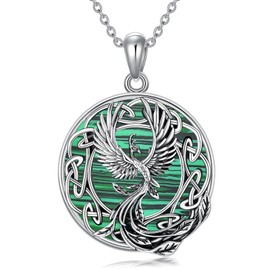 POTOPYY Phoenix Necklace Christmas Gifts for Women 925 Sterling Silver Celtic Knot Phoenix Necklace Malachite Phoenix Pendant Phoenix Jewelry for Women, Phoenix Gifts for Women Wife Girlfriend Anniversary Birthday Valentines Day, 18+2 Inch