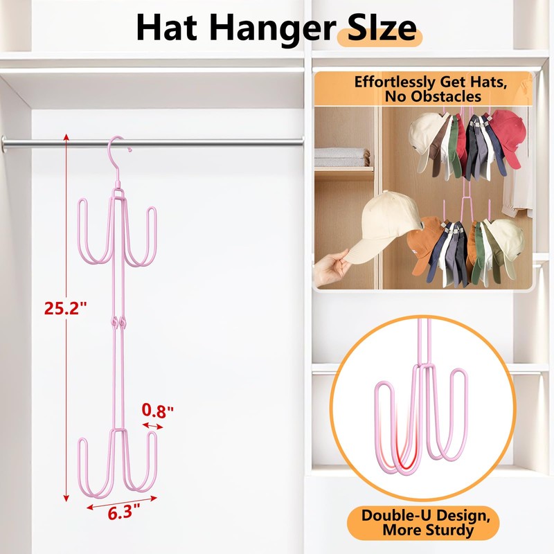 NANATI Hat Hangers for Closet, Stainless Steel Hat Organizer, Hat