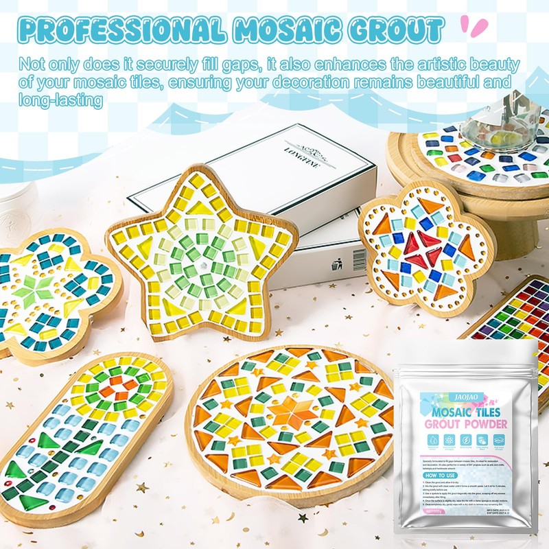 JAOJAO 10.6Oz Mosaic Grout Powder Mosaic Grout for Crafts White
