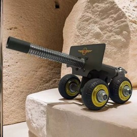 4-Wheels Heavy Duty Mini Cannon with Recoil Mechanism, Desktop Ornament