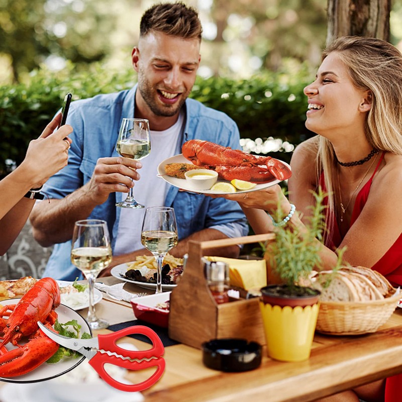 STRAYJO 8Pcs Seafood Scissors - Crab, Shrimp, Lobster Scissors in