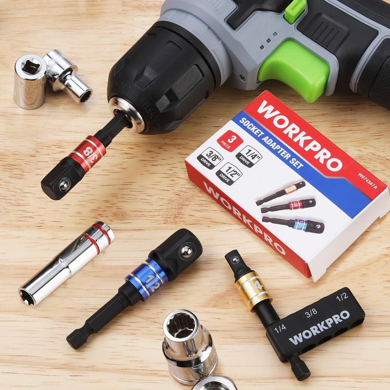 WORKPRO Impact Grade Socket Adapter Set, Set of 3, Insertion