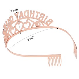 KIUEZIR Gold Birthday Crown Headband - Rhinestone-Encrusted "Birthday Queen" Accent with Heart Cutout, Durable Alloy Party Headpiece with Comb Teeth for Women Birthdays & Anniversaries