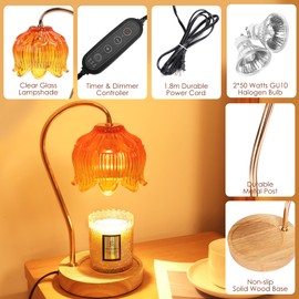 Merrtody Flower Candle Warmer Lamp with Timer & Dimmer - Fits All Jar Scented Candles - Christmas & Mother's Day Gift for Women，Wife，Mom，Grandma