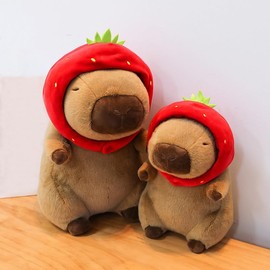 Arkdorz Cute Capybara Plush Wearing Strawberry Hat,12inch Kawaii Capybara Stuffed Animal Soft Stuffed Capybara Toy Fruit Plushies Birthday for Kids (Strawberry Capybara)