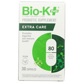 Bio-K + Extra Care Probiotic Supplement Capsules for Adult Men and Women, 80 Billion Active Bacteria, Promotes Immune System Health - Vegan & Gluten-Free Delayed Release, 30 Capules/Box]