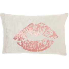 Mina Victory Luminescence 12"x18" Rose Gold Metallic Lips Throw Pillow, 12" x 18"