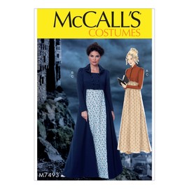 McCall's Patterns M7493 A5 Cropped Jacket, Floor-Length Coat and A-Line, Square-Neck Dress, Size 6-14 (7493)
