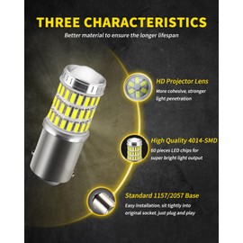 AUXLIGHT AUXLIGHT 2057 1157 2357 7528 2057A 1157A LED Bulbs Xenon White, Ultra Bright 60-SMD LED Replacement for Back Up/Reverse Lights, Brake/Tail Lights, Turn Signal/Parking or Running Lights (Pack of 2)