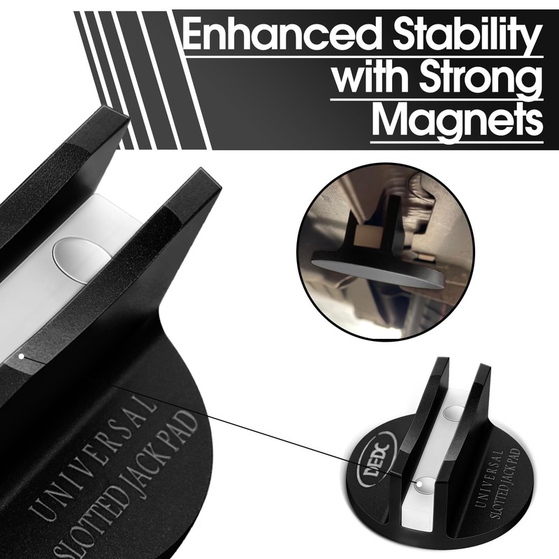 DEDC Universal Aluminum Grooved Magnetic Jack Pad Black 1 Pc,