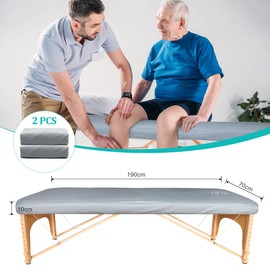 RNGWAPER Set of 2 Stretch Covers with Hole for Massage Table, 70 x 190 cm, Washable Massage Table Cover with Nose Slit, Soft Breathable Cover for Massage Table, Skin-Friendly Cosmetic Lounger Cover