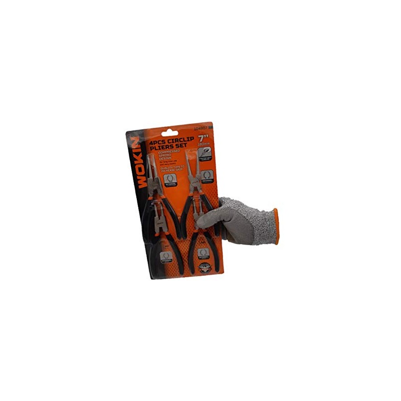 WOKIN Circlip Plier 4pcs 7inch 180mm Internal External Bent Straight