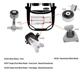 DNJ MMK1000 Complete Engine Motor & Transmission Mount Kit for 2006-2010 / Honda/Civic / 1.8L / 4PCS / Manual Trans.
