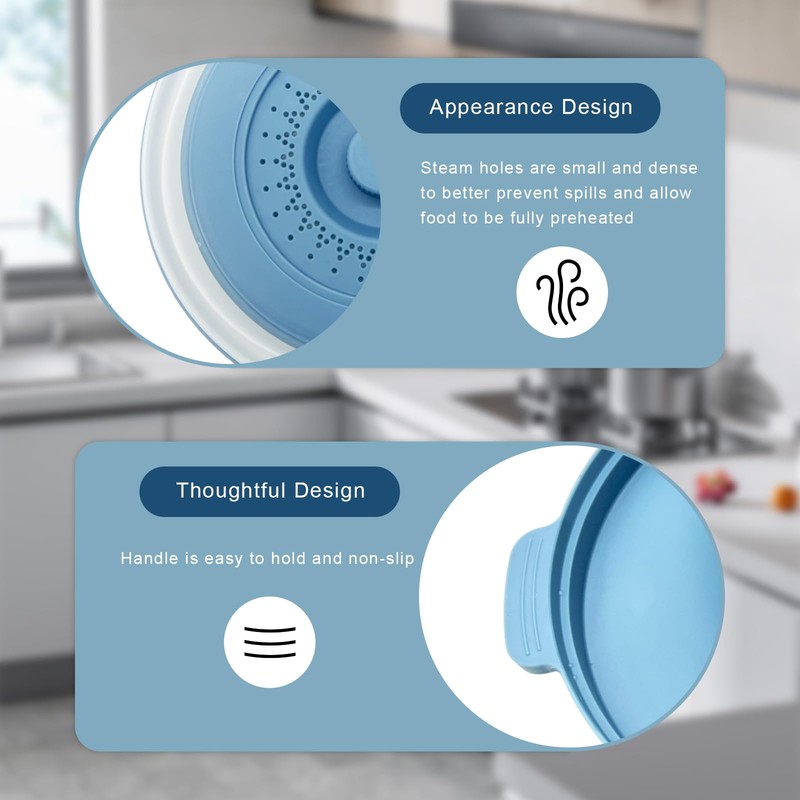 Microwave Splatter Cover 10.2 Inch with Handles, Collapsible Vented Silicone