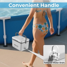 Portable Personal Cooler, Poolside Ice Chest for Above Ground Pool or Spa - Fits Intex Pools, Hard-Sided Cooler with Bonus Ice Pack for Lunch, Drink, Camping, Picnic, Beach, Fishing