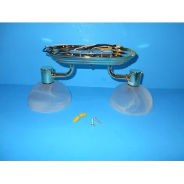 ITC *12 VOLT RV DUAL CEILING LIGHT POLISH BRASS FROSTED COVERS ITC 39050 FREE SHIP