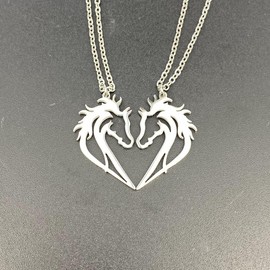 Matching Horse Couples Best Friend Matching Heart Nature Animal Horse Head Necklace
