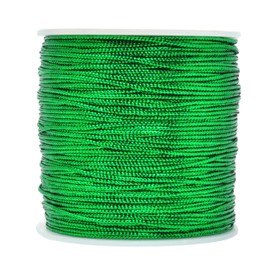 Mandala Crafts 1mm 2mm Non Stretch Gold Silver Jewelry Making Gift Wrap Ribbon Metallic Tinsel Cord Rope (1mm (120 Yards), Green)