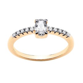 Old English Jewellers 9ct Yellow Gold on Silver CZ Oval Solitaire Engagement Ring size J - U (P)