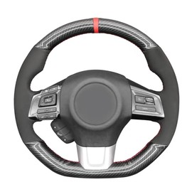 MEWANT Carbon Fiber Steering Wheel Cover for Subaru WRX (STI) 2015-2019 / Levorg 2015-2019/ Made of Bright Carbon Fiber and Suede/WRX Steering Wheel Cover