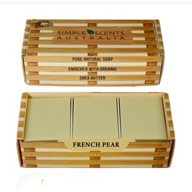 Simple Scents Australia French Pear Scented Natural Soap Bars (6 Bars), 3.5oz Moisturizing French Triple Milled Soap Bars Enriched with Shea Butter - Pure Plant Oil Bath & Body Soap Bars