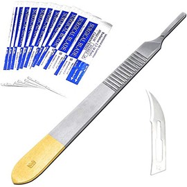 AAProTools Scalpel Blades #12 Includes #3 Metal Gold Handle – Suitable For Dermaplaning, Crafts, Instruments/equipment Pack Of 10