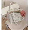 Floral Quilted Cotton Shoulder Bag for Women Medium Size Handbag