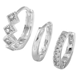 XPHZZL 3 Pcs Sterling Silver Stud Hoop Earrings Set for Women Hypoallergenic Dainty 14K Gold Plated Earrings Stacks Sets for Multiple Piercings-Sliver Star