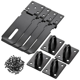 4 Pcs Door Lock Clasp Door Hasp Latch Lock 4inch Extra Thick Stainless Steel Padlock Latch for Wooden Case Toolboxes Cabinet Boxes Drawer Toolbox Barn Door Cabinet Drawer(Black)