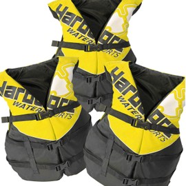 3 Pack Hardcore Coast Guard Type III PFD for Adults; Life Jacket Paddle Vest for Adults; Life Vest Flotation Device; Jet ski, Wakeboard, Kayak; Extra Life Jacket for Pontoon Boat Yellow