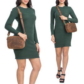 STILORD 'Tamika' Leder Crossbody Bag Damen Breiter Gurt Vintage Schultertasche Echtleder Klein Tasche zum Umhängen Damen Ledertasche, Farbe:colorado - braun