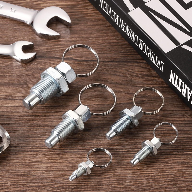 PATIKIL 2 Pcs Spring Plunger with Pull Ring, M8x1.25 Stainless