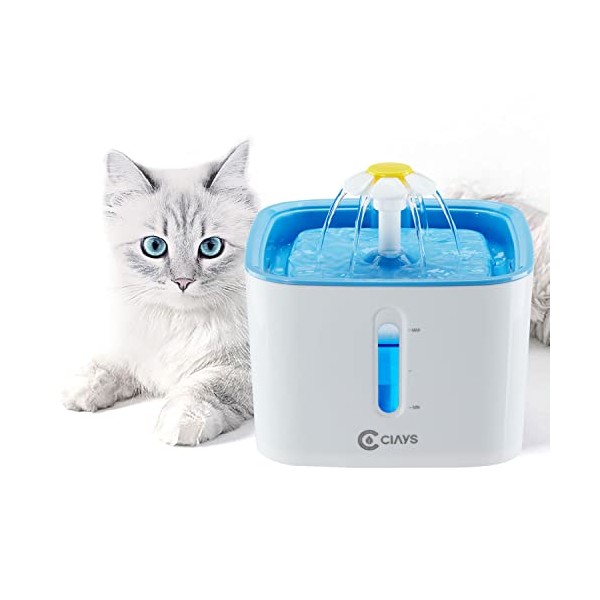 Ciays Cat Water Fountain, Automatic Pet Water Fountain, 84oz/2.5L Dog Water Dispenser with 3 Replacement Filters for Cats, Dogs, Multiple Pets, Blue